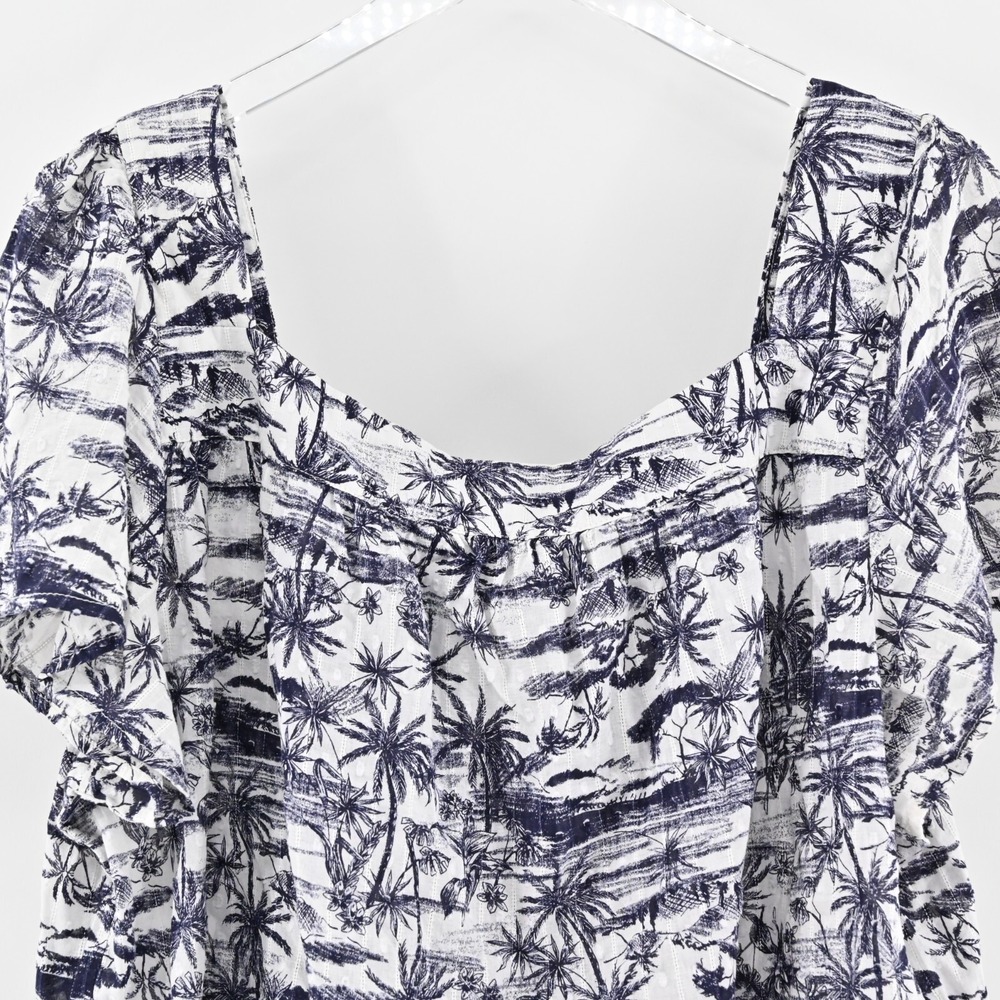 Torrid Top Clip Jacquard Womens Size 2X Square Neck Flutter Sleeve Jungle Toil - Picture 10 of 12